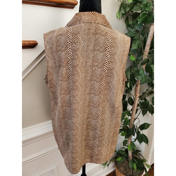 Mosaic Women's Brown Polyester Collared Sleeveless Buttons Down Shirt Size 14MP - Picture 6 of 10